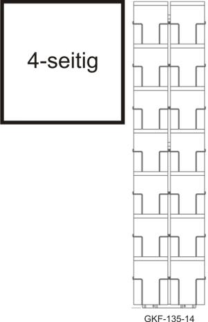 Karten-Bodenständer, 135 mm, 56 Fächer,  2-reihig, 4-seitig, schwarz, 28 mm